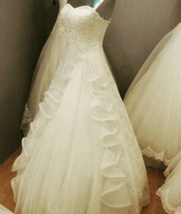 white pearl wedding dress