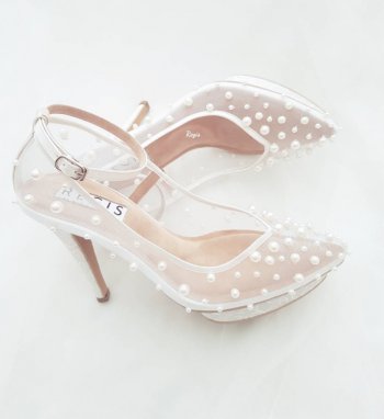 wedding shoes with pearls on them
