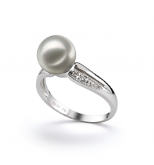 7-8mm AAA Quality Japanese Akoya Cultured Pearl Ring in Caroline White ...